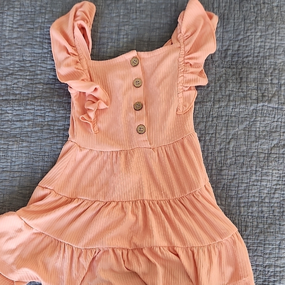 Between Coral Punk Button Fuffle Sleeve Toddler Dress 2 T